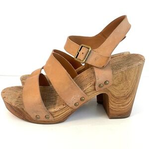 Kork-Ease Della Slingback Tan Leather Platform Boho Chunky Heel Sandals 10M